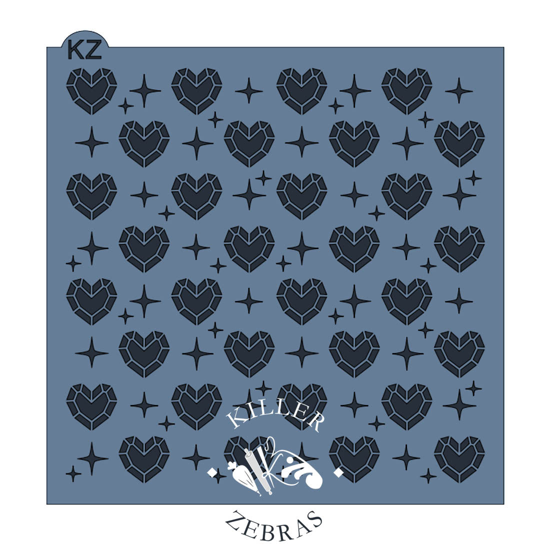 5.5 x 5.5 Stencil Heart Gems Stencil