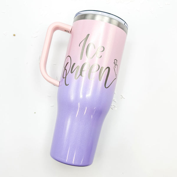 Mauve Satin Stainless Steel 40 oz. Tumbler with Handle - Killer Zebras