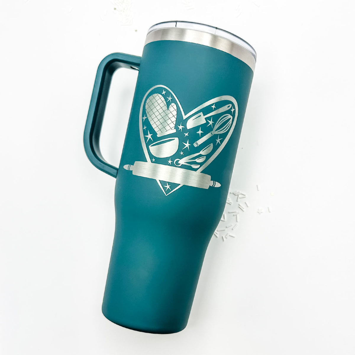 Supplies Teal Satin Stainless Steel 40 oz. Tumbler with Handle