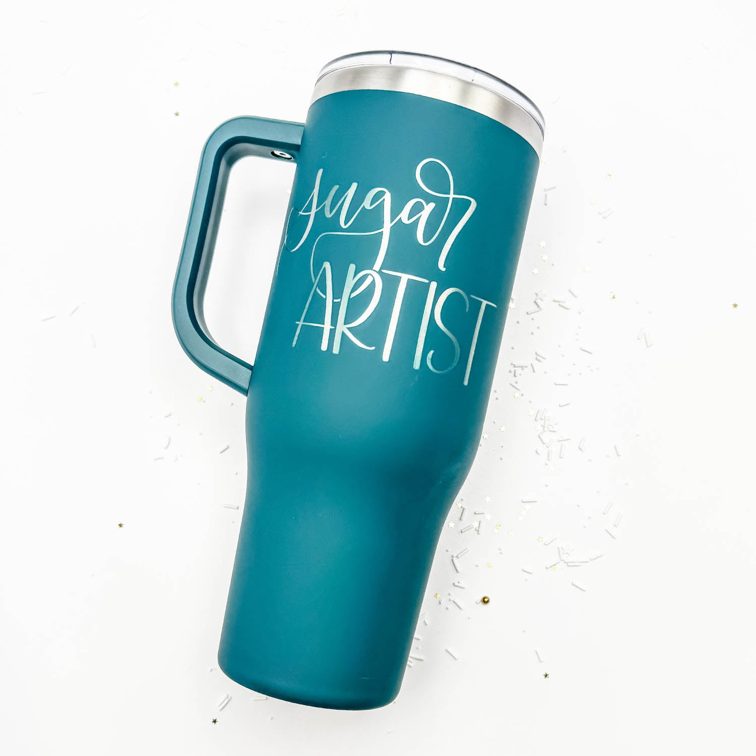 Supplies Teal Satin Stainless Steel 40 oz. Tumbler with Handle