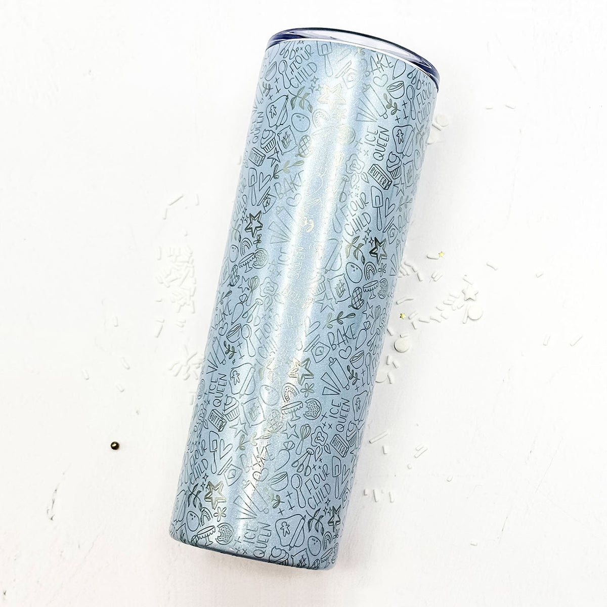 Supplies Dusty Blue Glitter Stainless Steel 20 oz. Tumbler