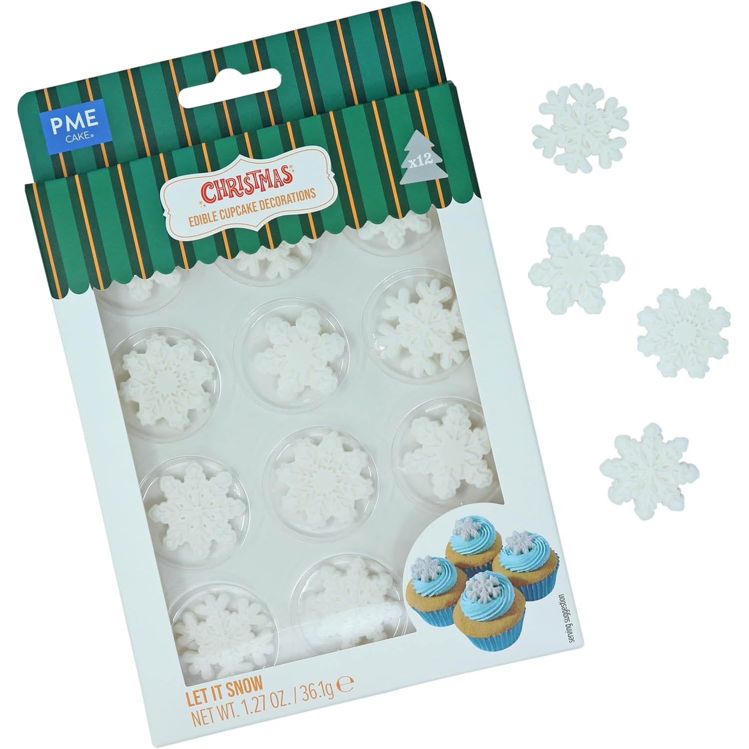 Sprinkles PME Christmas Edible Sugar Decorations - Let it Snow (Pack of 12)