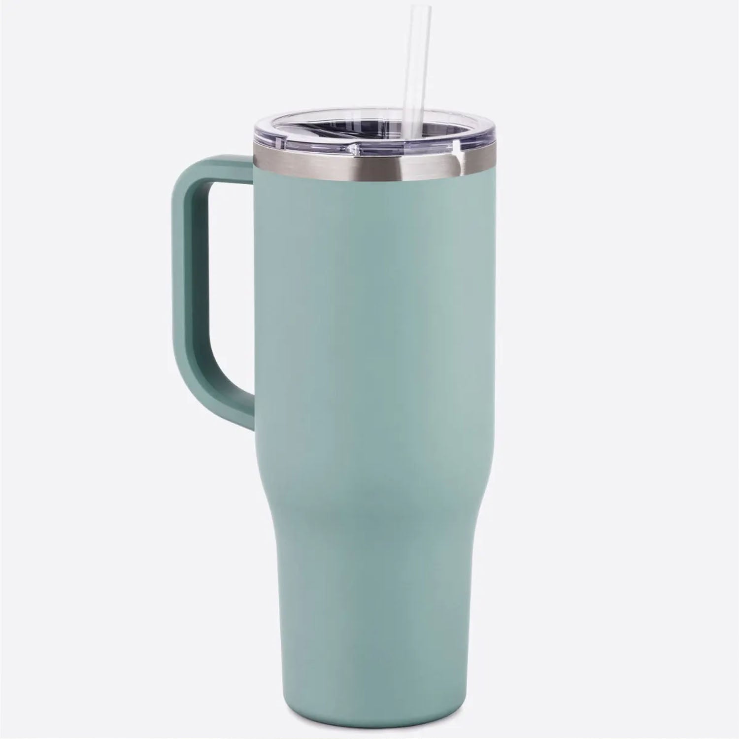 Sage 40 oz Stainless Handle Tumbler with lid and Straw - Bare Tumblers