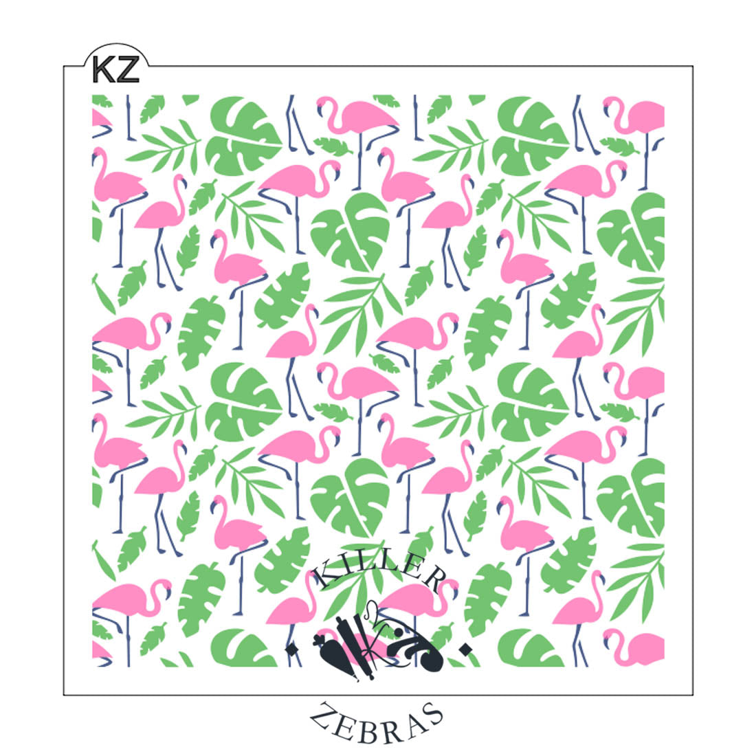 5.5 x 5.5 Stencil Tropical Flamingos 3 Part Stencil