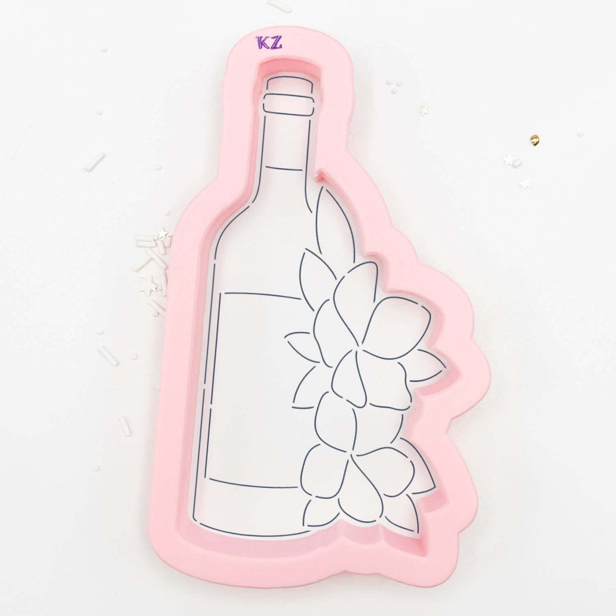 Cookie Cutters Wine Bottle with Flowers Cutter/Stencil