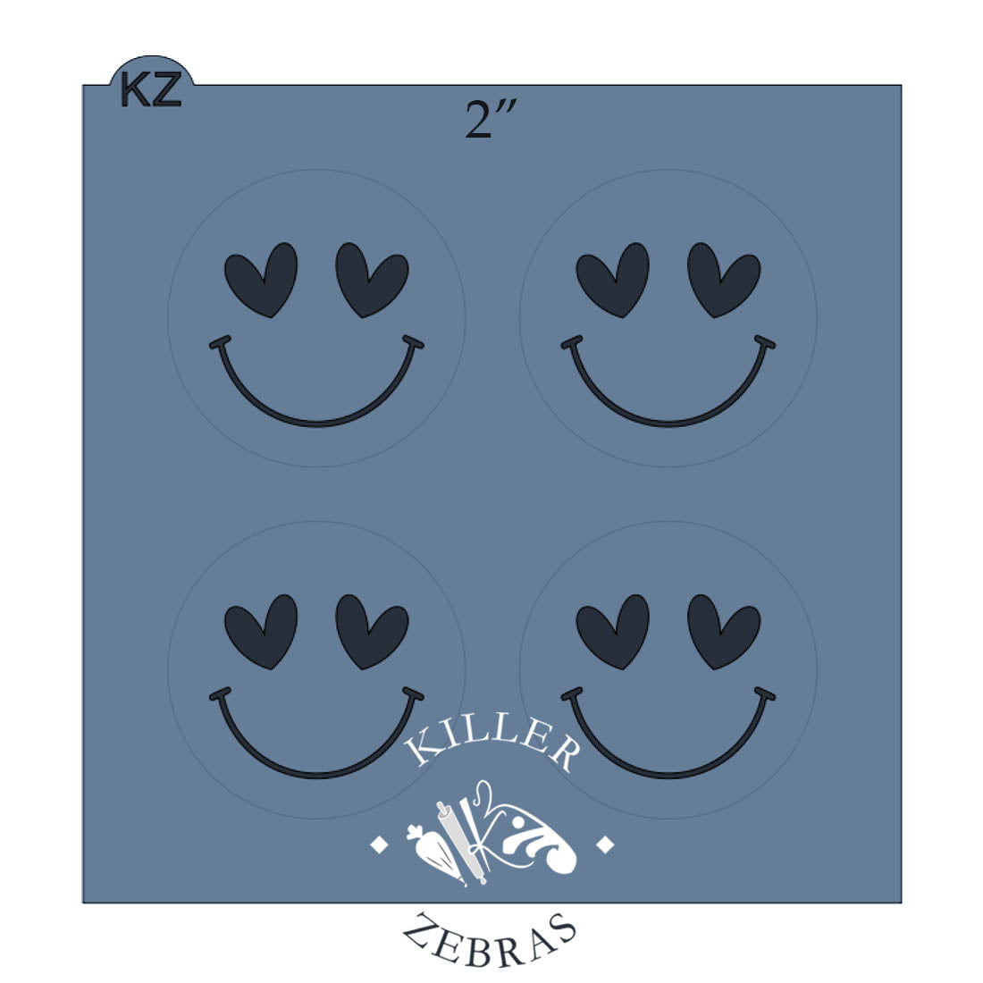 5.5 x 5.5 Stencil Heart Eyes Smiley Face Stencil