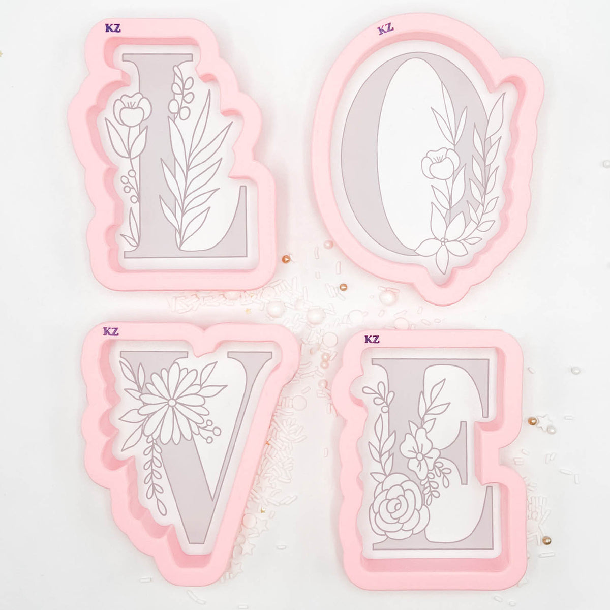 Cookie Cutters Floral LOVE Cutter/Stencil Set