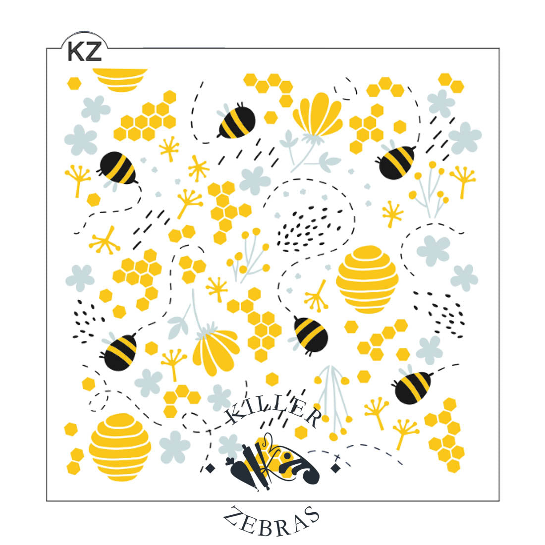 Honeycomb 5.5 x 5.5 Stencil - Killer Zebras
