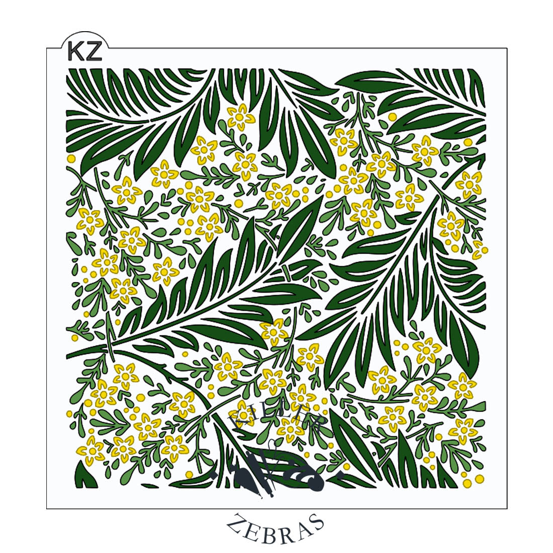 5.5 x 5.5 Stencil Floral Foliage 3 Part Stencil