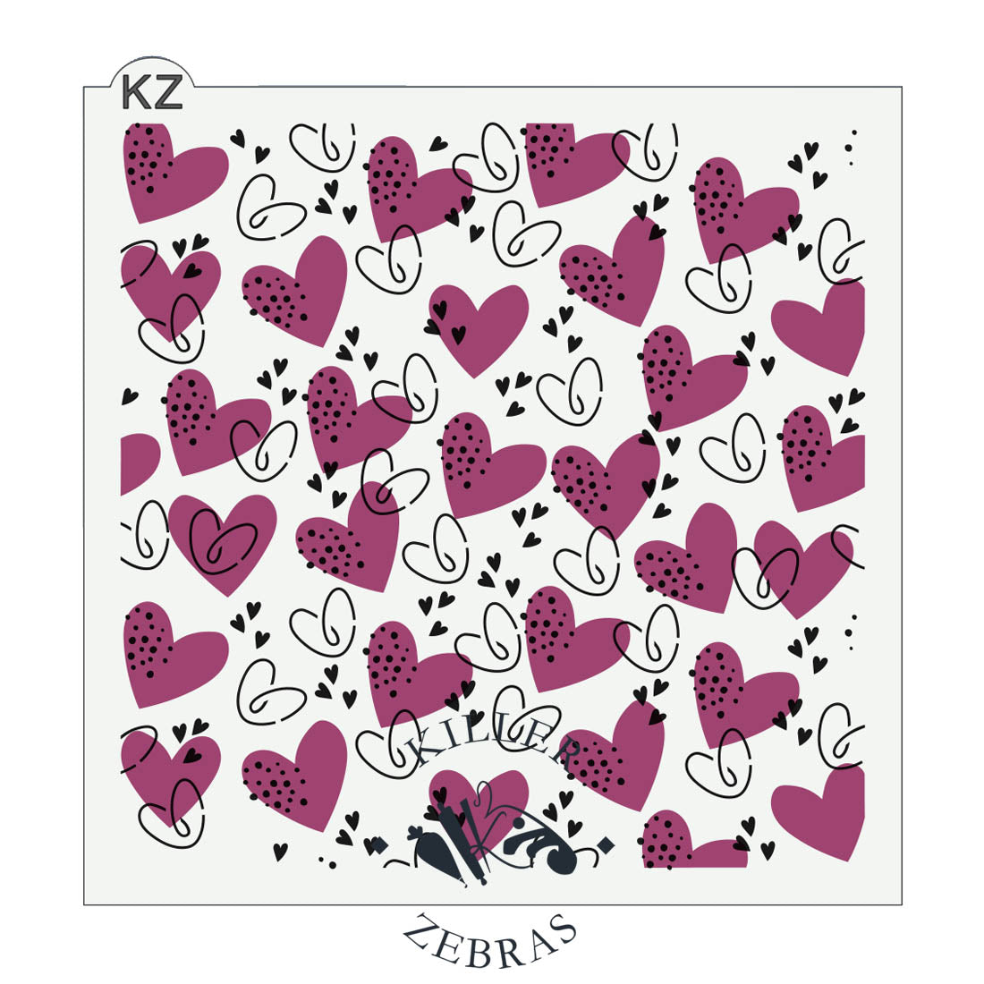 5.5 x 5.5 Stencil Hearts Aflutter 2 Part Stencil