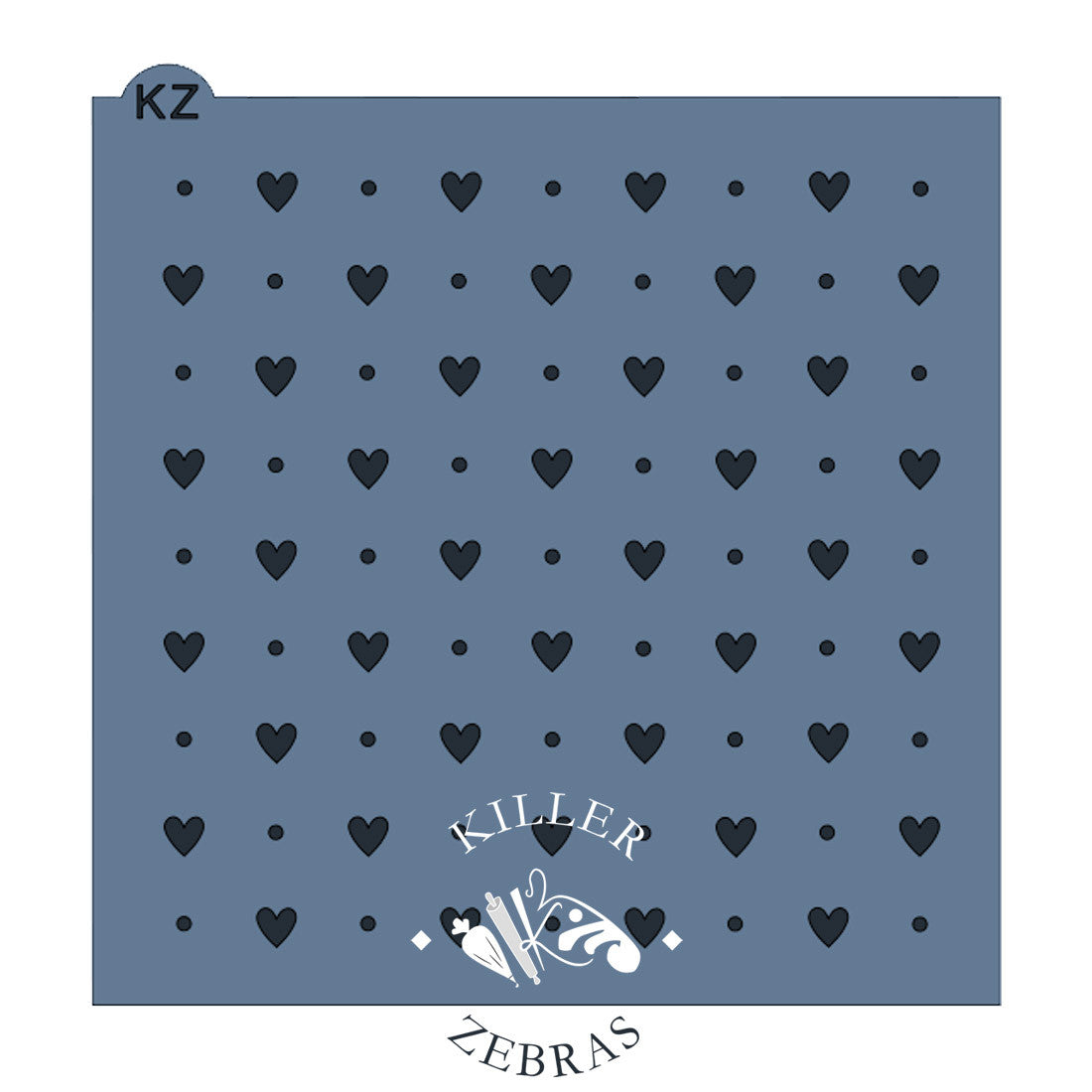 5.5 x 5.5 Stencil Polka Dot Hearts Stencil