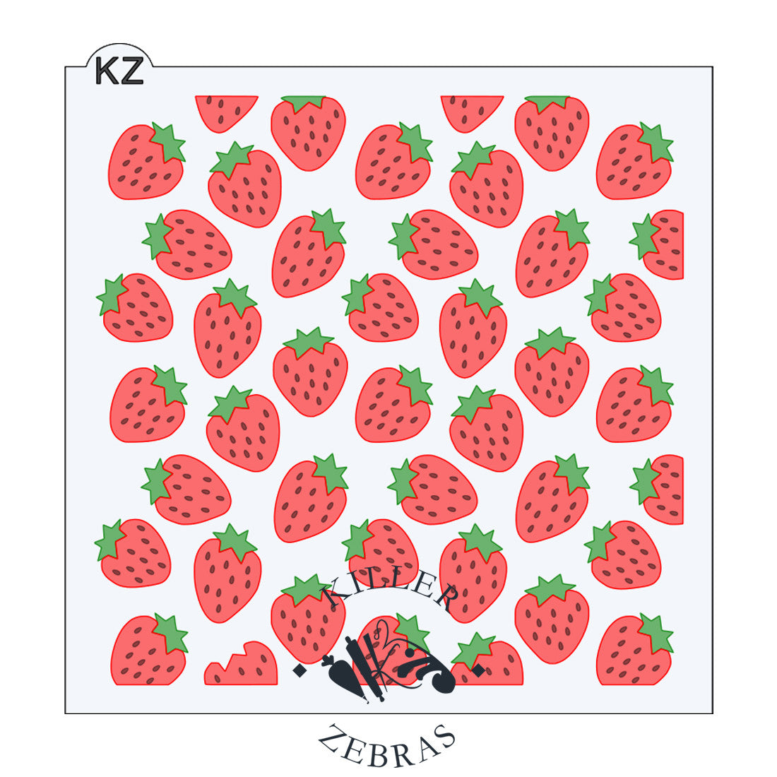 5.5 x 5.5 Stencil Strawberry 3 Part Stencil